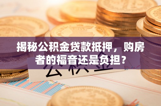 河源揭秘公积金贷款抵押，购房者的福音还是负担？