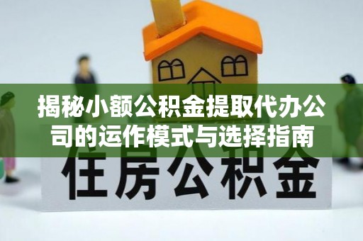 河源揭秘小额公积金提取代办公司的运作模式与选择指南