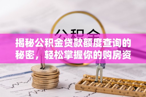 河源揭秘公积金贷款额度查询的秘密，轻松掌握你的购房资金
