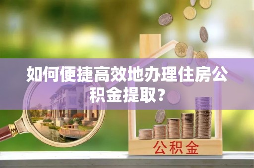 河源如何便捷高效地办理住房公积金提取？